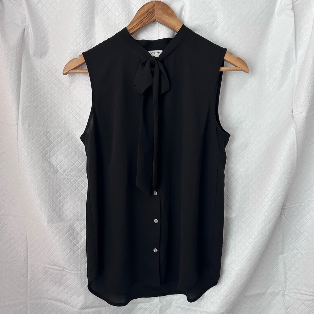 J. Crew Black Sleeveless Blouse with Bow Detail